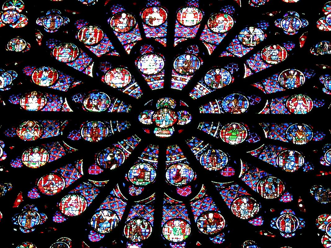 Paris 18 Notre Dame South Rose Window Close Up Is Dedicated to the New Testament With Christ At The Centre 